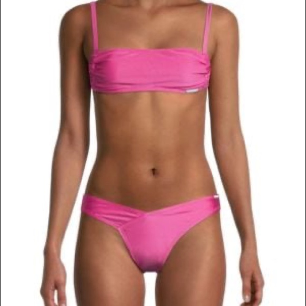 KENDALL + KYLIE Ruched Bandeau Squareneck Bikini Set Size XL